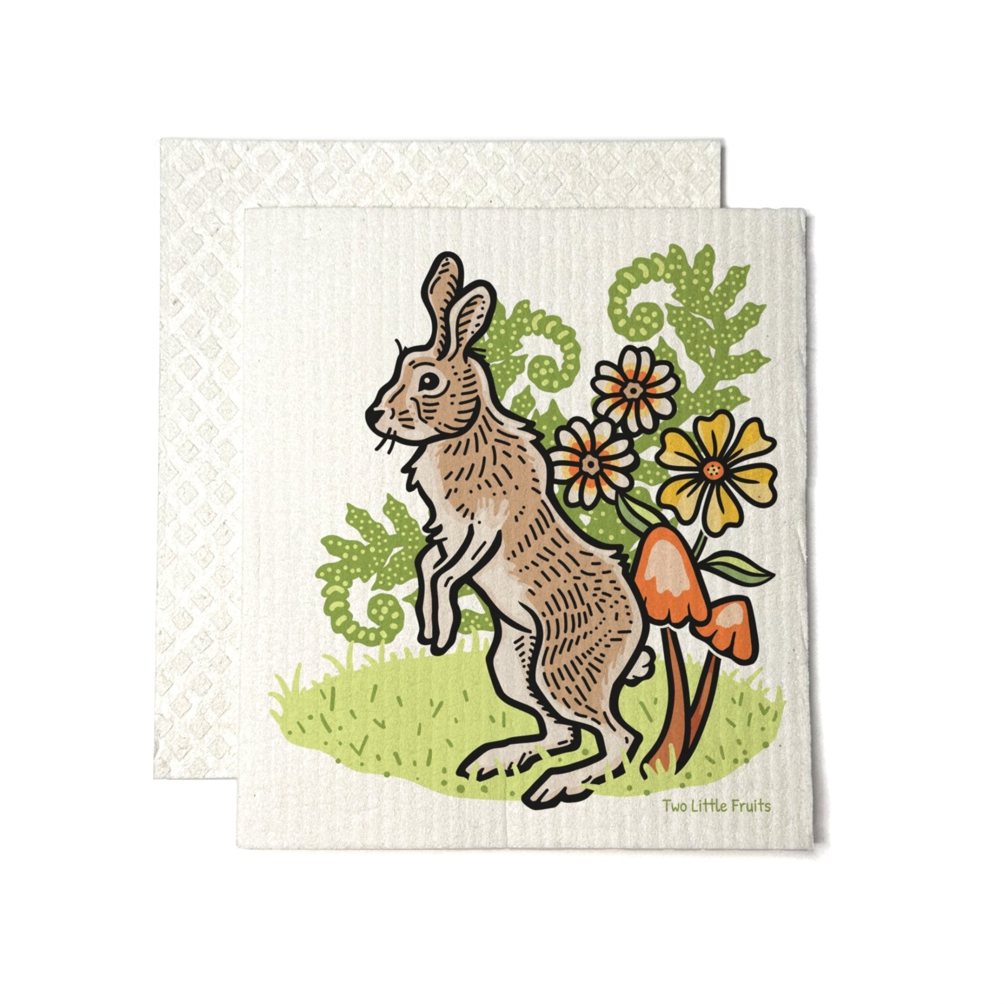 Rabbit Recyclable Cleaning Cloth - Eco - Friendly, Biodegradable, and Machine Washable - 6.5 x 8 in. - Swedish Dish Cloth - Two Little Fruits - Two Little Fruits