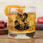 Rabbit Rocks Glass - 10 Oz Black Glass - Rocks Glass - Two Little Fruits - Two Little Fruits