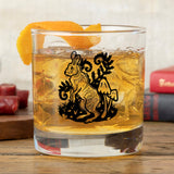 Rabbit Rocks Glass - 10 Oz Black Glass - Rocks Glass - Two Little Fruits - Two Little Fruits