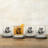 Rabbit Rocks Glass - 10 Oz Black Glass - Rocks Glass - Two Little Fruits - Two Little Fruits