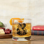 Rabbit Rocks Glass - 10 Oz Black Glass - Rocks Glass - Two Little Fruits - Two Little Fruits