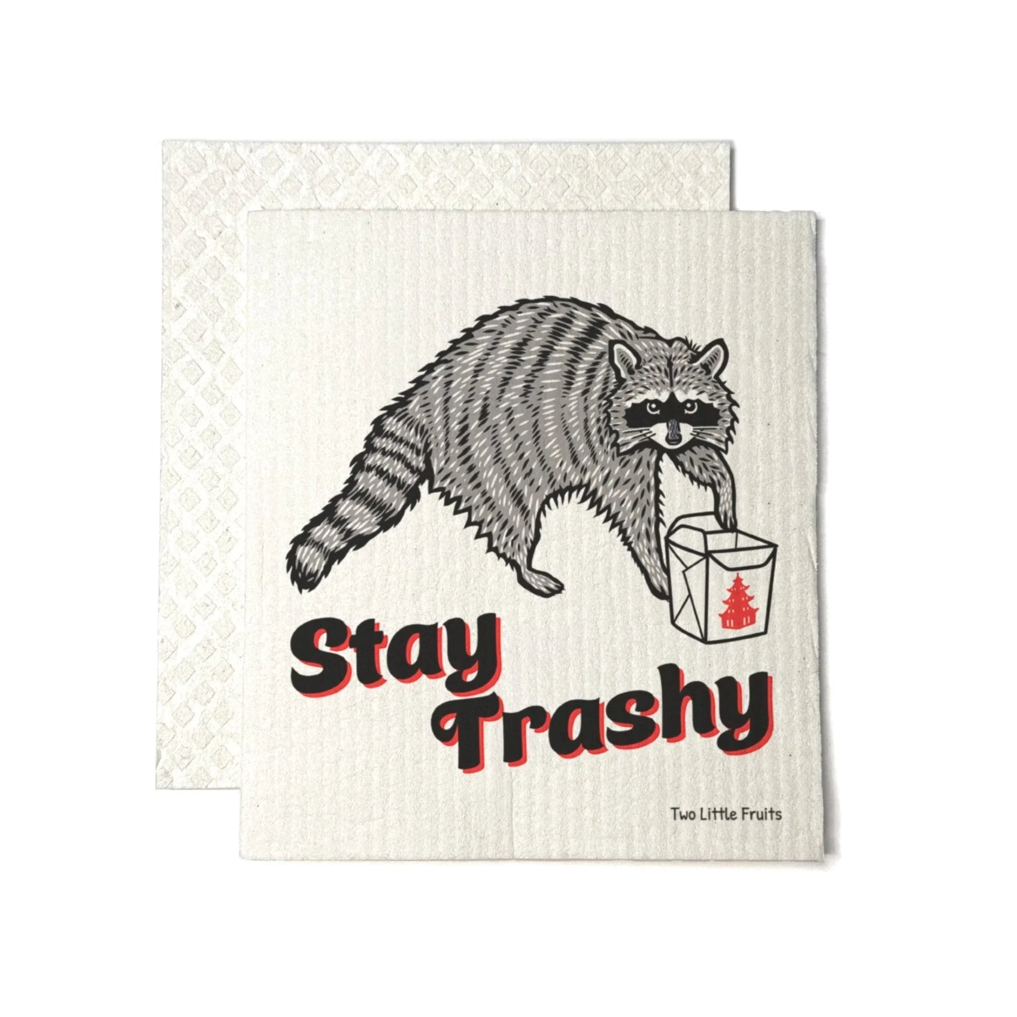 Raccoon Dish Rag - Eco-Friendly, Biodegradable illustrated swedish dishcloth by Two Little Fruits