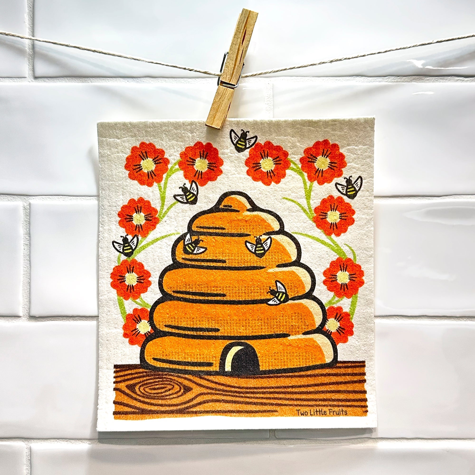 Reusable Cleaning Cloth - Eco - Friendly Honeybee Swedish Dishcloth, 100% Biodegradable & Machine Washable - Swedish Dish Cloth - Two Little Fruits - Two Little Fruits