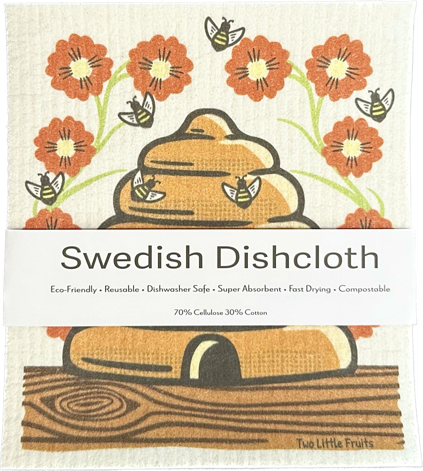 Reusable Cleaning Cloth - Eco - Friendly Honeybee Swedish Dishcloth, 100% Biodegradable & Machine Washable - Swedish Dish Cloth - Two Little Fruits - Two Little Fruits