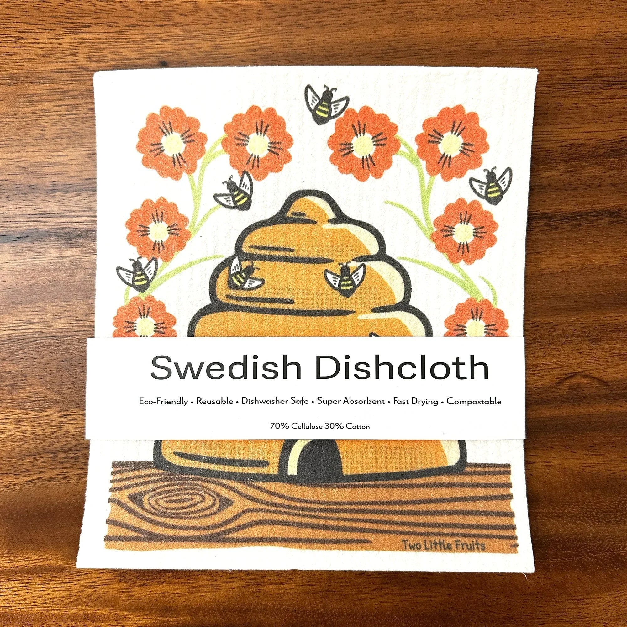 Reusable Cleaning Cloth - Eco - Friendly Honeybee Swedish Dishcloth, 100Biodegradable & Machine Washable - Swedish Dish Cloth - Two Little Fruits - Two Little Fruits