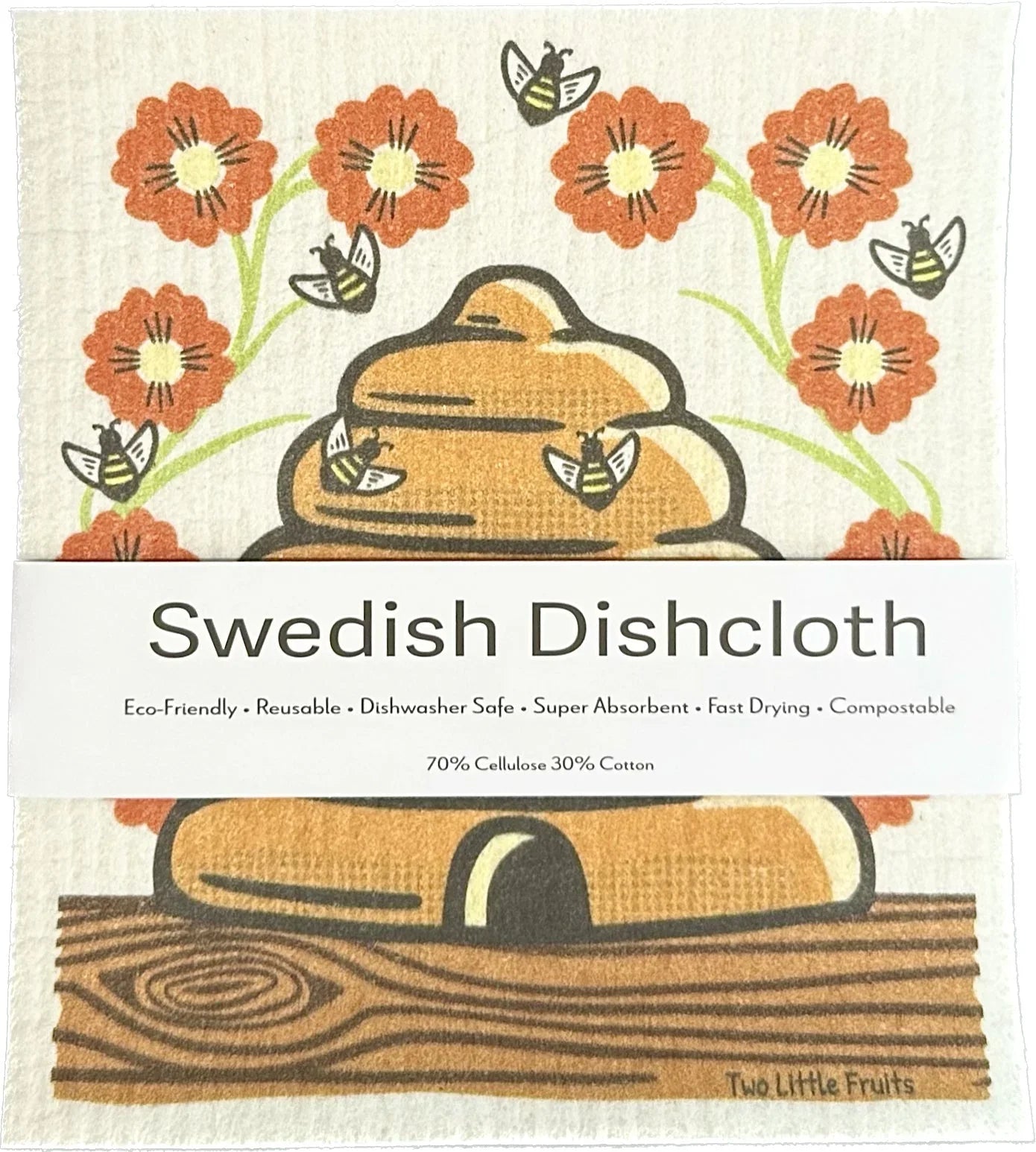 Reusable Cleaning Cloth - Eco - Friendly Honeybee Swedish Dishcloth, 100Biodegradable & Machine Washable - Swedish Dish Cloth - Two Little Fruits - Two Little Fruits