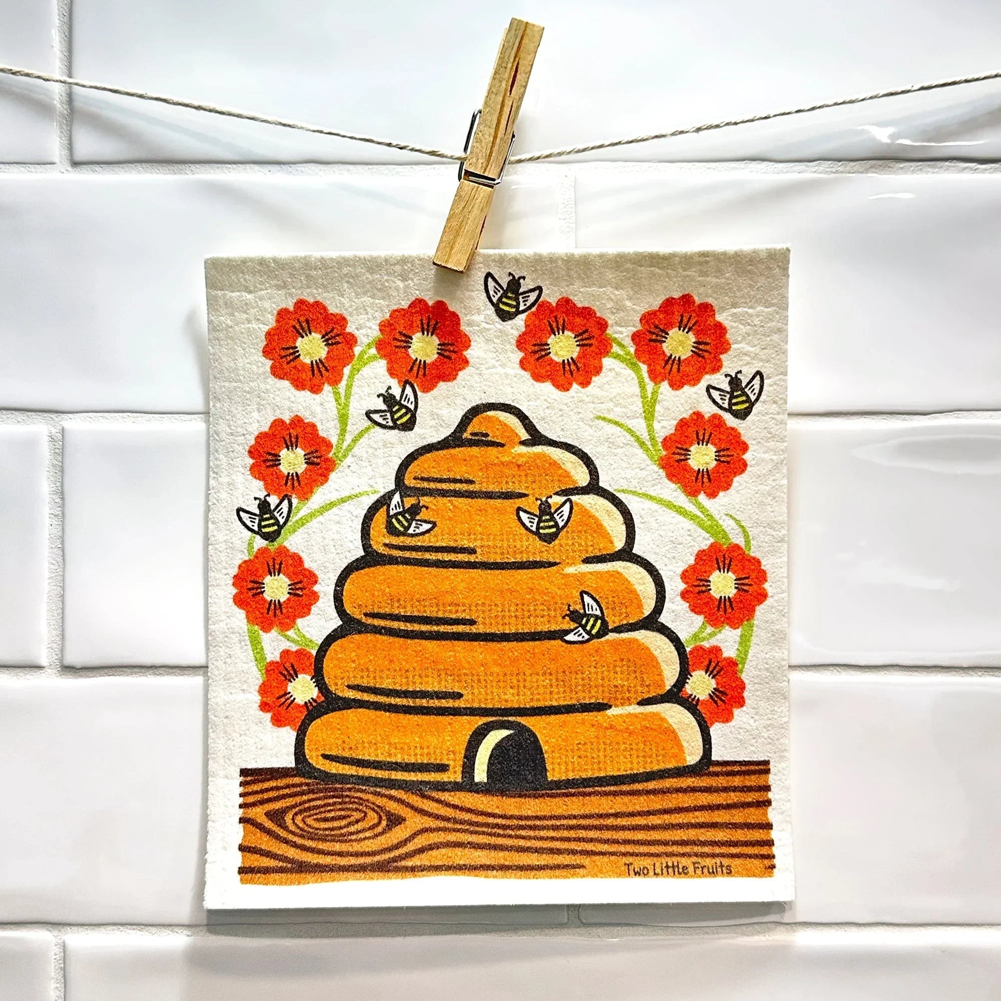 Reusable Cleaning Cloth - Eco - Friendly Honeybee Swedish Dishcloth, 100Biodegradable & Machine Washable - Swedish Dish Cloth - Two Little Fruits - Two Little Fruits