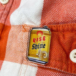 Rise And Shine Beer Can Pin - 1.25 Inch Durable Acrylic Enamel Pin With Rubber Clutch - Acrylic Pin - Two Little Fruits - Two Little Fruits