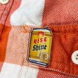 Rise And Shine Beer Can Pin - 1.25 Inch Durable Acrylic Enamel Pin With Rubber Clutch - Acrylic Pin - Two Little Fruits - Two Little Fruits