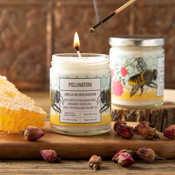 Rose Scented Candle with Bergamot | 100% Soy Wax, 40+ Hour Burn, Hand - Poured in USA - Soy Candles - Two Little Fruits - Two Little Fruits
