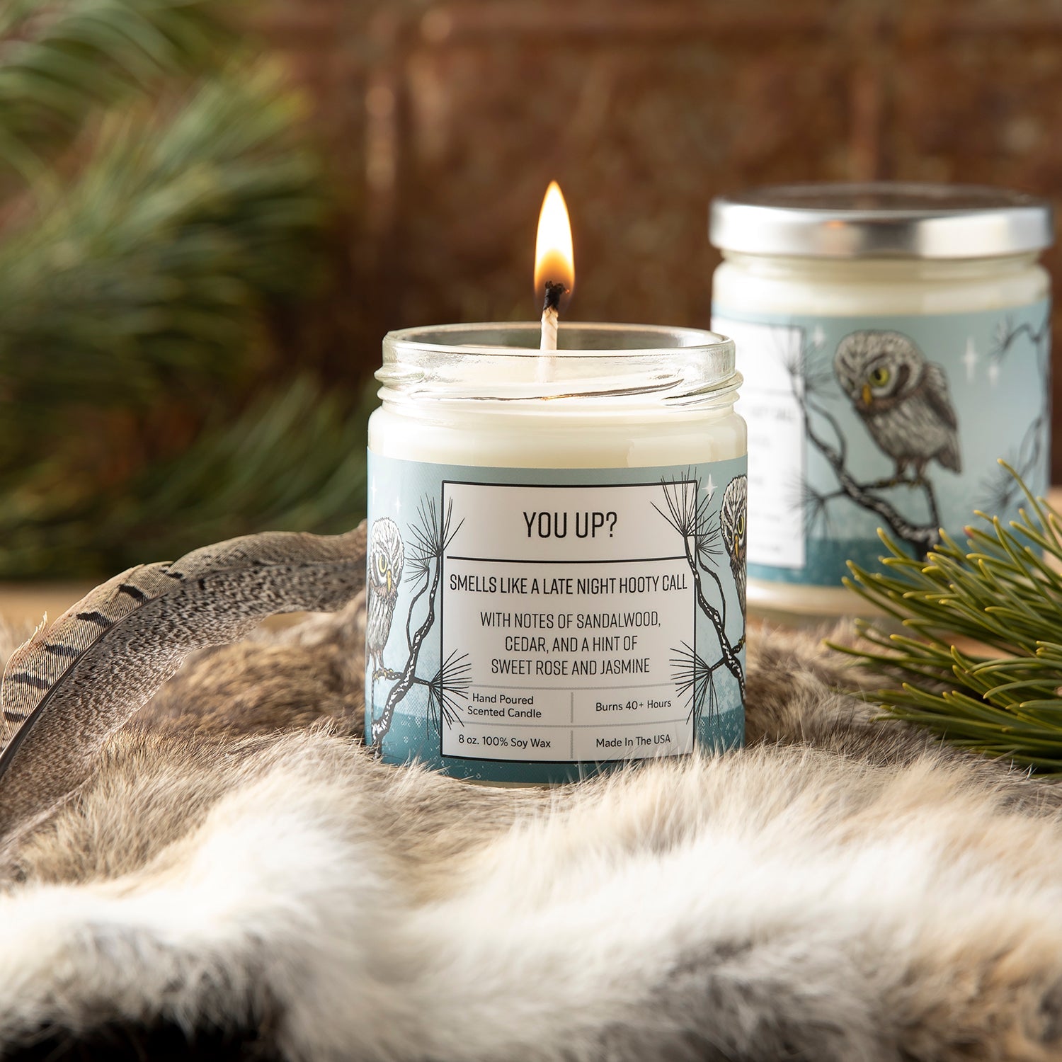 Sandalwood Scented Candle - 8oz Hand - Poured Soy Wax with Cedar, Rose & Jasmine - Soy Candles - Two Little Fruits - Two Little Fruits