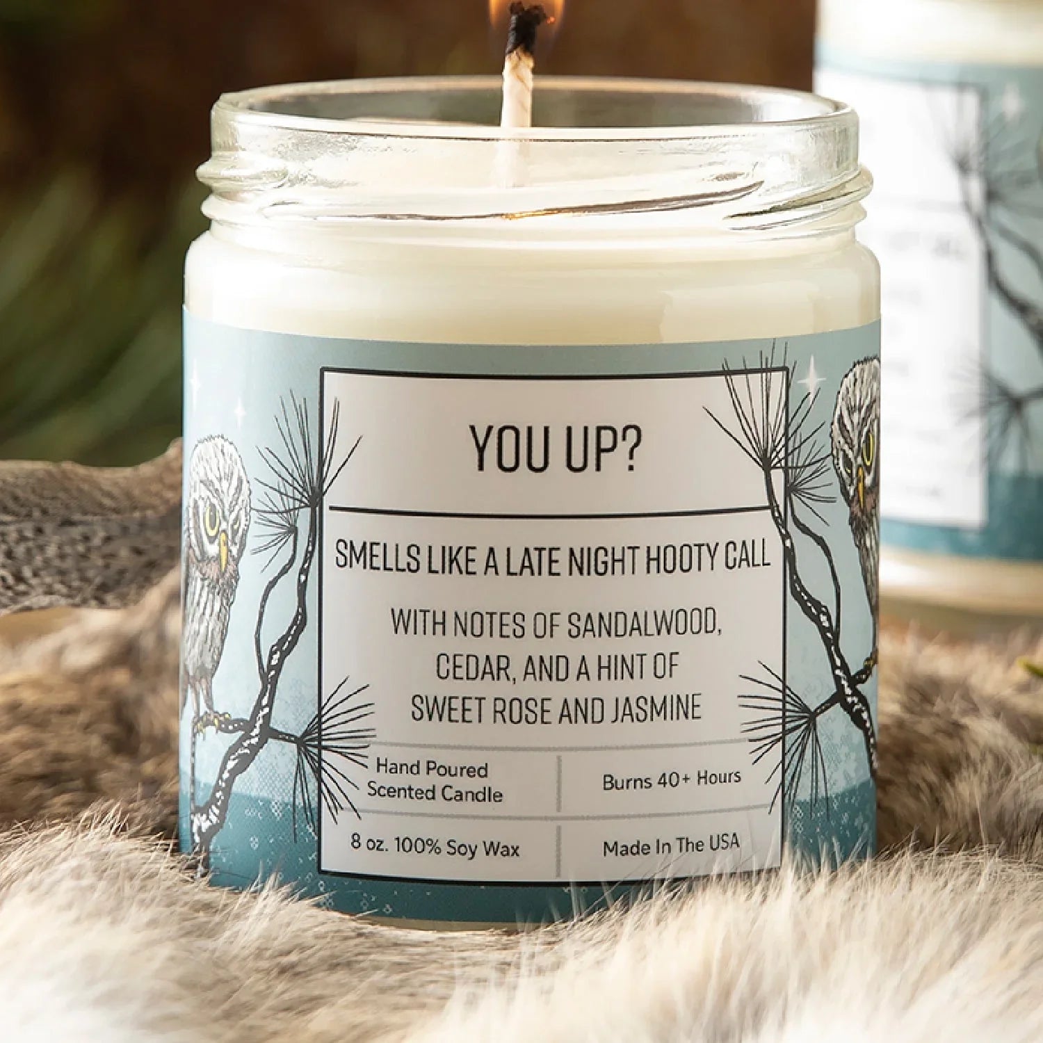 Sandalwood Scented Candle - 8oz Hand - Poured Soy Wax with Cedar, Rose & Jasmine - Soy Candles - Two Little Fruits - Two Little Fruits
