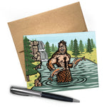 Sasquatch Greeting Card - Blank Inside, A2 Size with Brown Envelope and Clear Bag - Greeting Cards - Two Little Fruits - Two Little Fruits