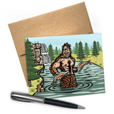 Sasquatch Greeting Card - Blank Inside, A2 Size with Brown Envelope and Clear Bag - Greeting Cards - Two Little Fruits - Two Little Fruits