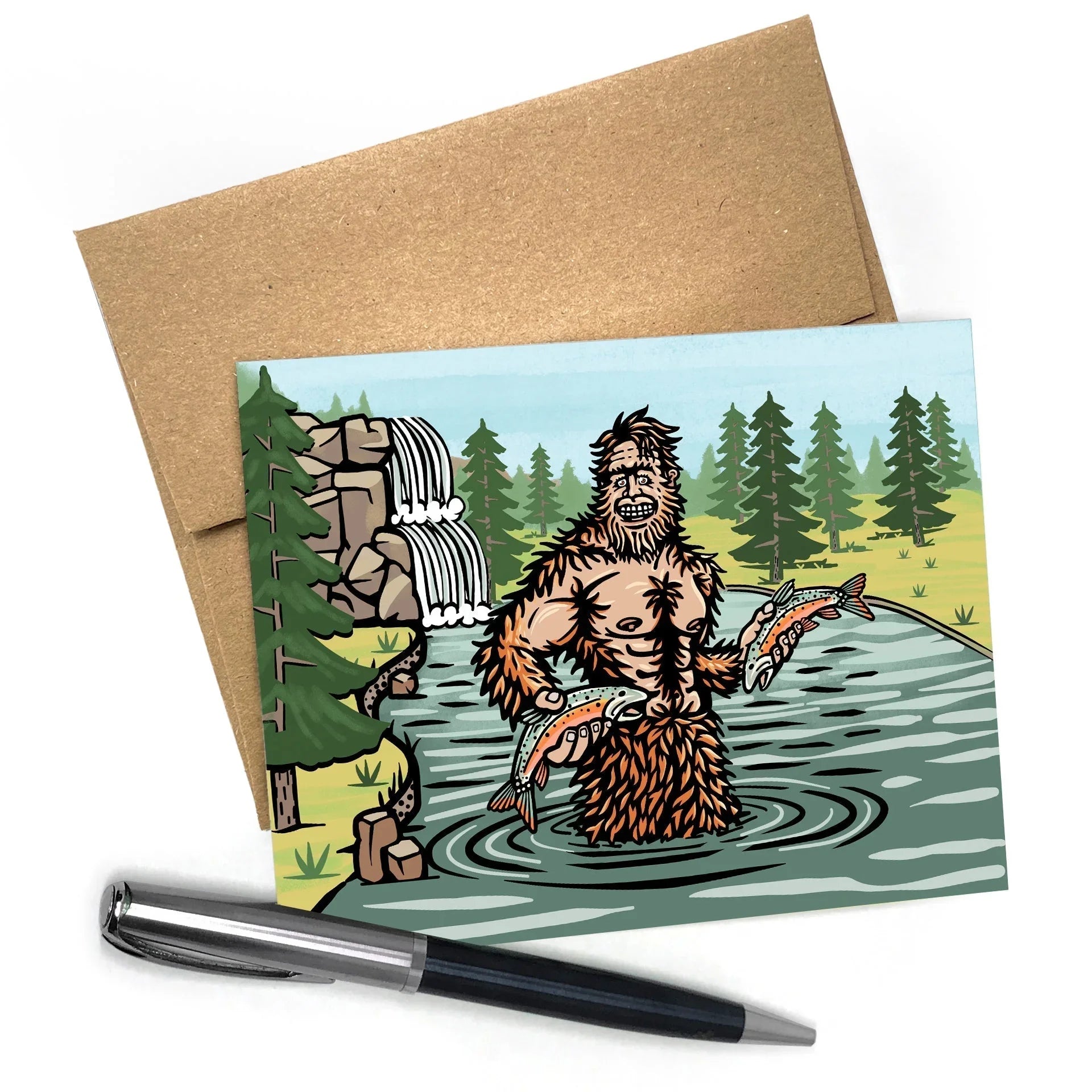 Sasquatch illustrated greeting card by Two Little Fruits