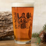 Sasquatch Pint Glass - 16oz Black Beer Glass with Original Fishing Design for Fun Gatherings - Pint Glass - Two Little Fruits - Two Little Fruits