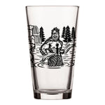 Sasquatch Pint Glass - 16oz Black Beer Glass with Original Fishing Design for Fun Gatherings - Pint Glass - Two Little Fruits - Two Little Fruits