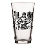 Sasquatch Pint Glass - 16oz Black Beer Glass with Original Fishing Design for Fun Gatherings - Pint Glass - Two Little Fruits - Two Little Fruits