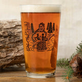 Sasquatch illustrated pint glass by Two Little Fruits