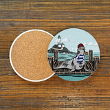 Sea Lion Coasters Set of 4 - Fun Ceramic Coasters with Cork Backing, Protects Furniture - Coasters - Two Little Fruits - Two Little Fruits