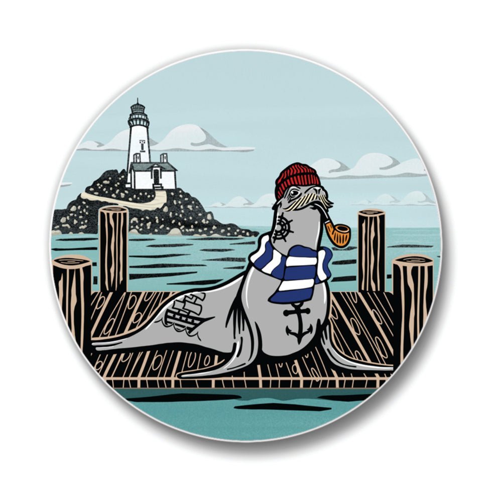 Sea Lion Coasters Set of 4 - Fun Ceramic Coasters with Cork Backing, Protects Furniture - Coasters - Two Little Fruits - Two Little Fruits