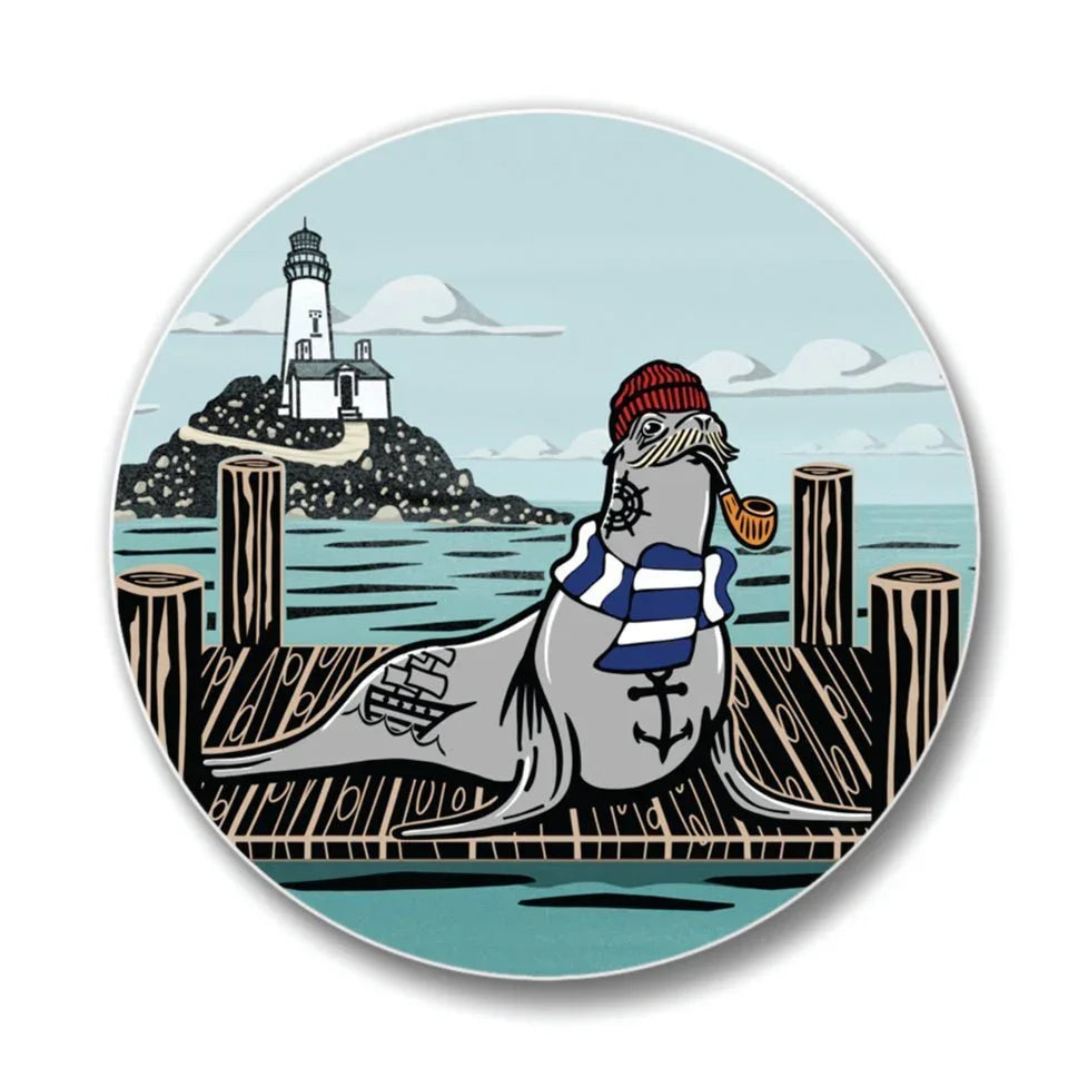 Sea Lion Coasters Set of 4 - Fun Ceramic Coasters with Cork Backing, Protects Furniture - Coasters - Two Little Fruits - Two Little Fruits