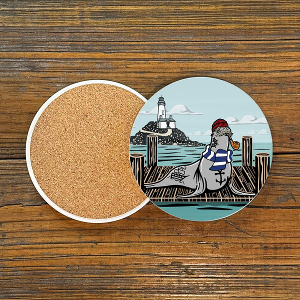 Sea Lion Drink Coaster - Coasters - Two Little Fruits - Two Little Fruits
