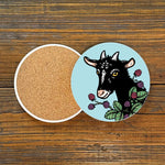 Set of 4 Vibrant Goat Ceramic Drink Coasters with Cork Backing - Perfect for Home Decor - Coasters - Two Little Fruits - Two Little Fruits