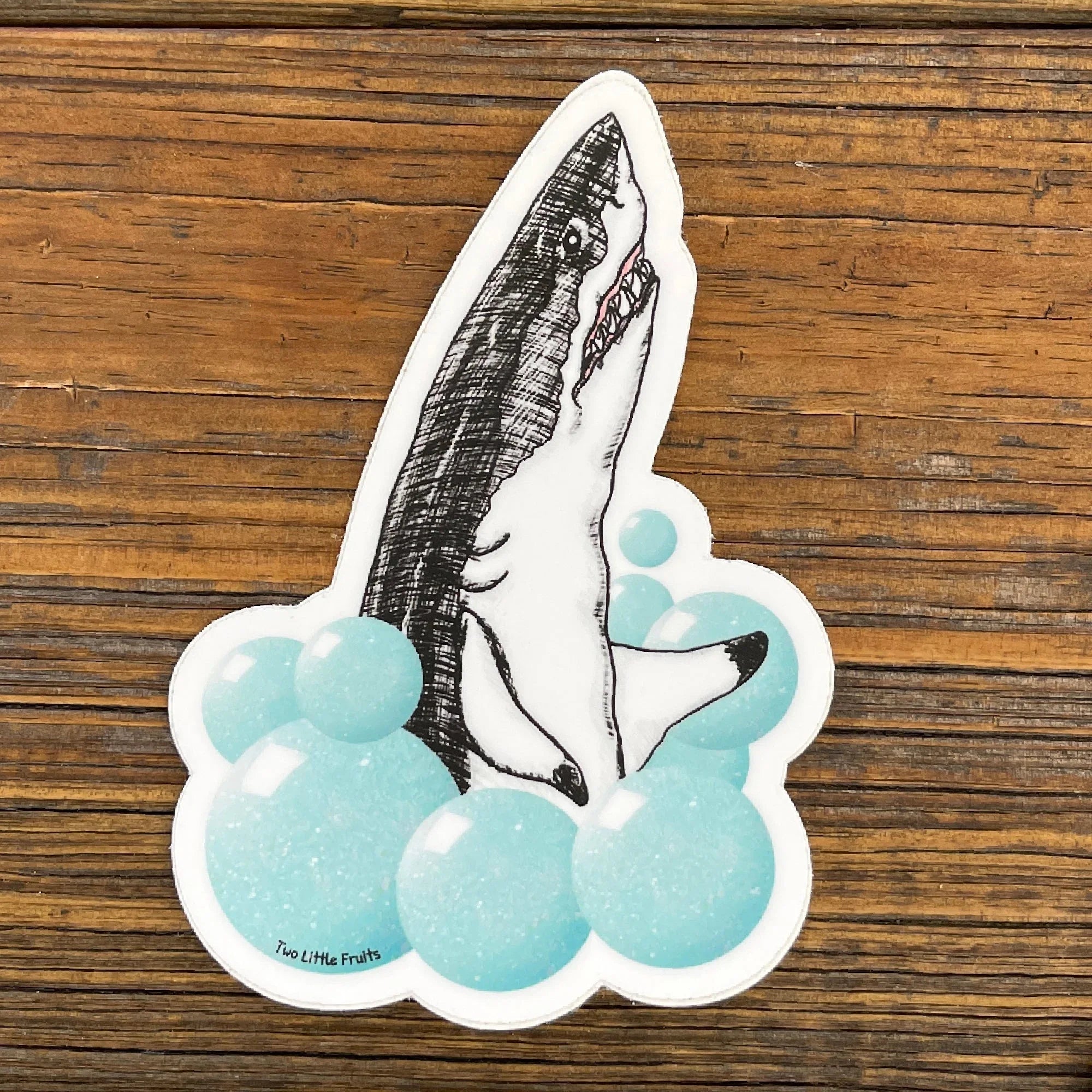Shark illustrated vinyl sticker by Two Little Fruits
