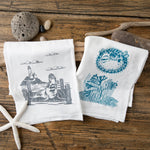 Skipper The Sea Lion & Puffy The Blowfish Tea Towel Set - 100% Cotton, Eco - Friendly, Hand - Illustrated - Tea Towels - Two Little Fruits - Two Little Fruits