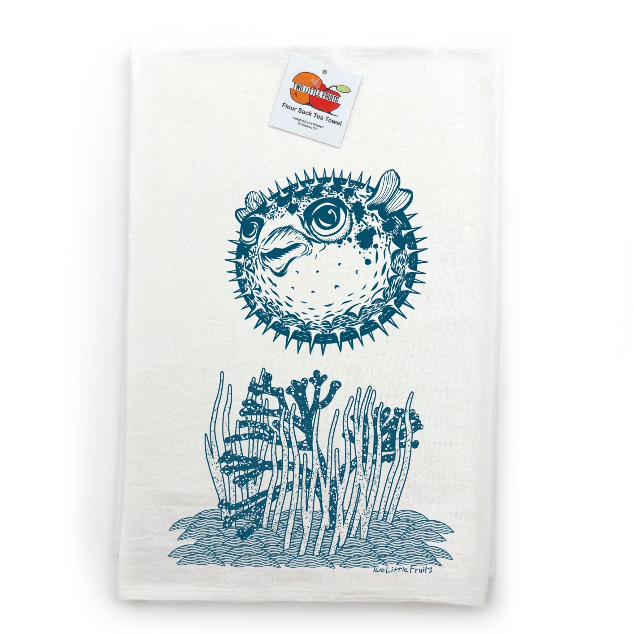 Skipper The Sea Lion & Puffy The Blowfish Tea Towel Set - 100% Cotton, Eco - Friendly, Hand - Illustrated - Tea Towels - Two Little Fruits - Two Little Fruits