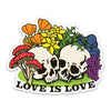 Vibrant Skull and Flowers LGBTQ+ Pride Sticker, a must-have for queer pride accessories lovers.