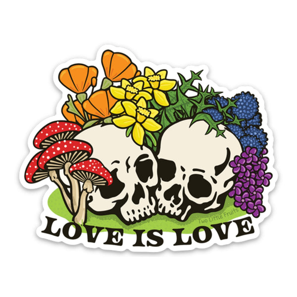 Vibrant Skull and Flowers LGBTQ+ Pride Sticker, a must-have for queer pride accessories lovers.
