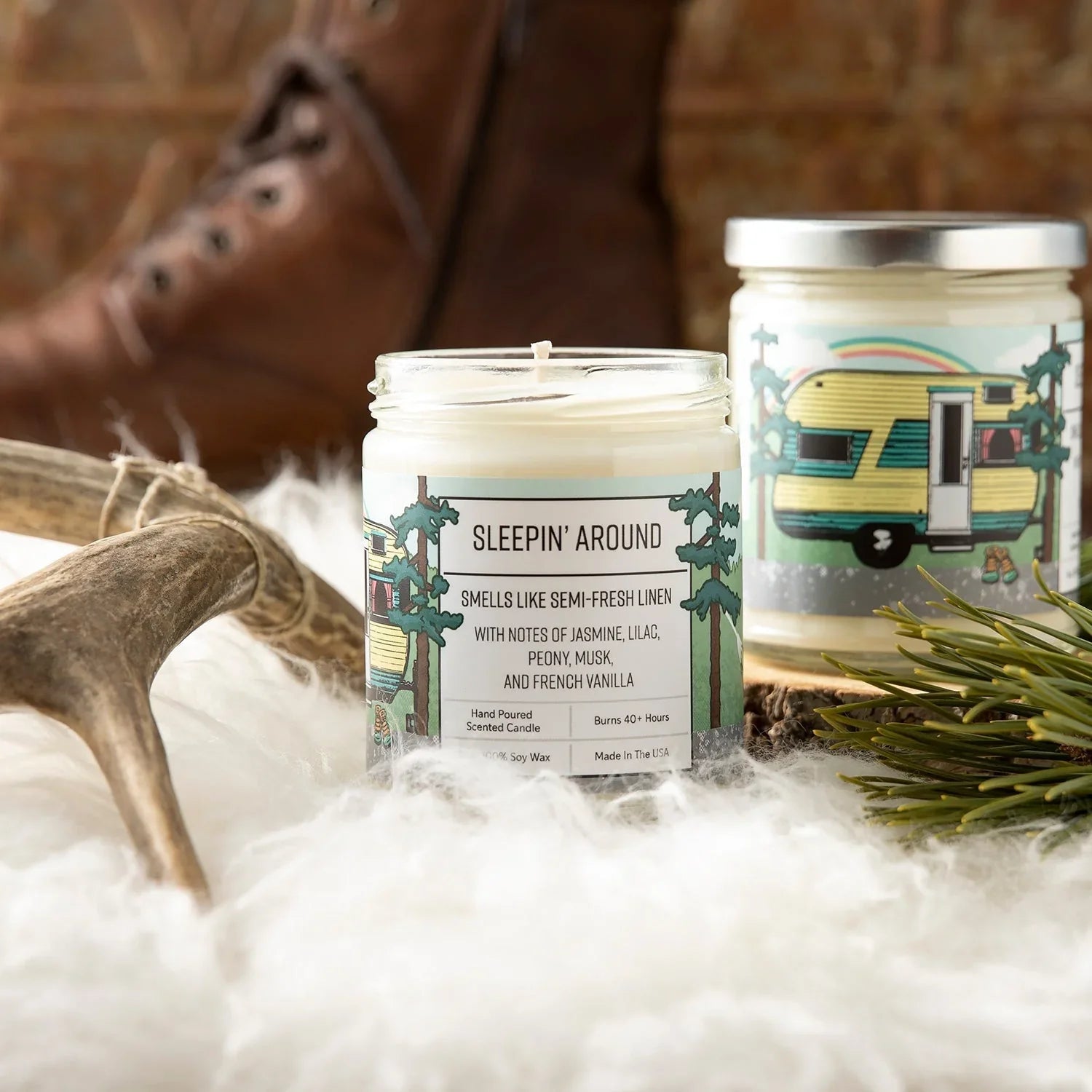 Sleepin' Around & Ranger Things Scented Candles for Home - 100Soy Wax, 40+ Hour Burn Time - Soy Candles - Two Little Fruits - Two Little Fruits