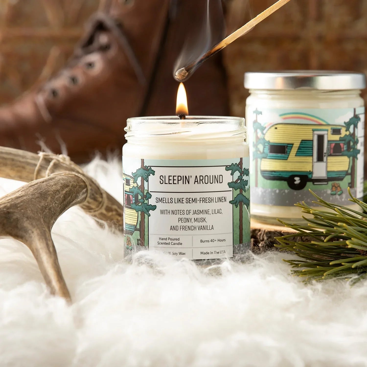 Sleepin' Around & Ranger Things Scented Candles for Home - 100Soy Wax, 40+ Hour Burn Time - Soy Candles - Two Little Fruits - Two Little Fruits