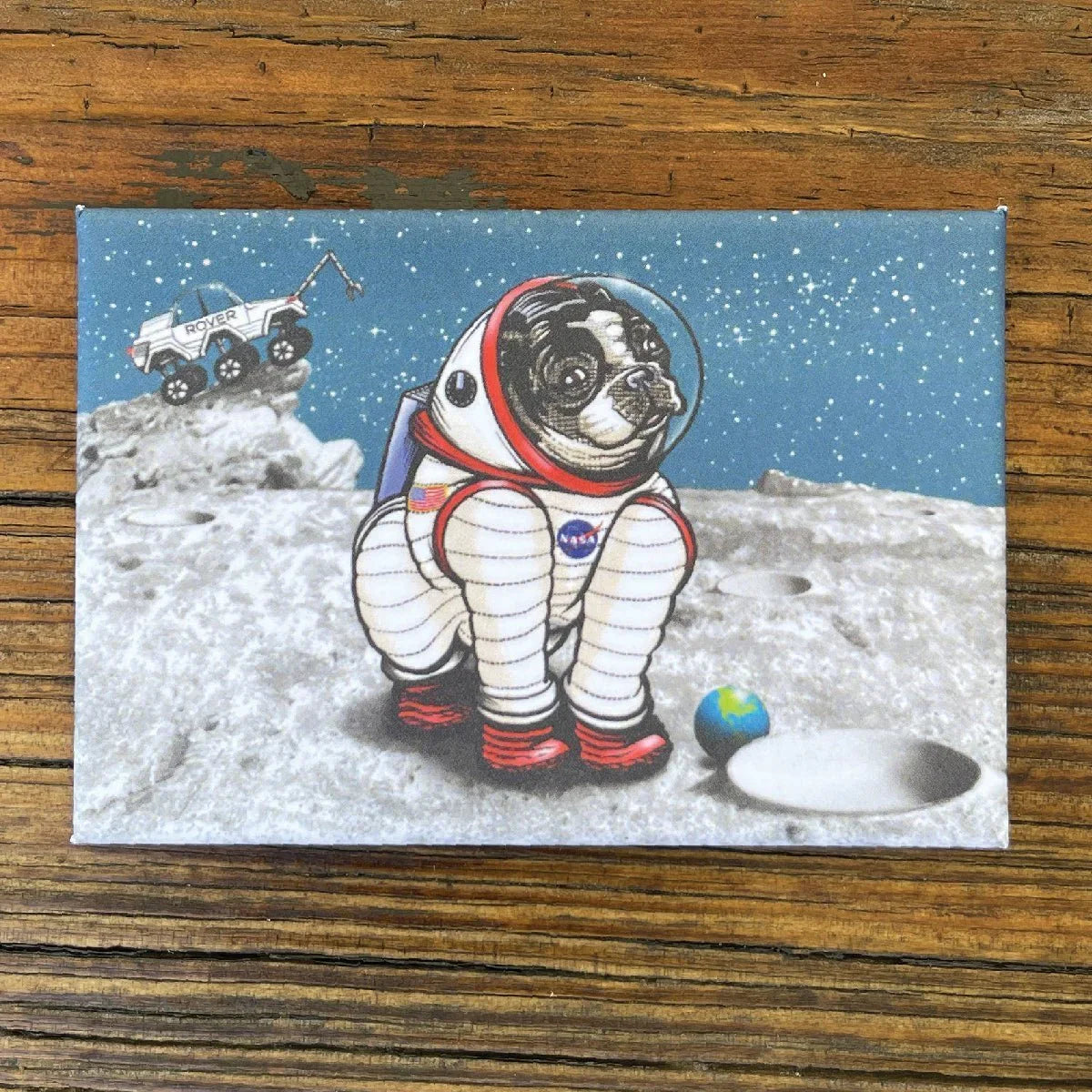 Space Dog illustrated fridge magnet by Two Little Fruits