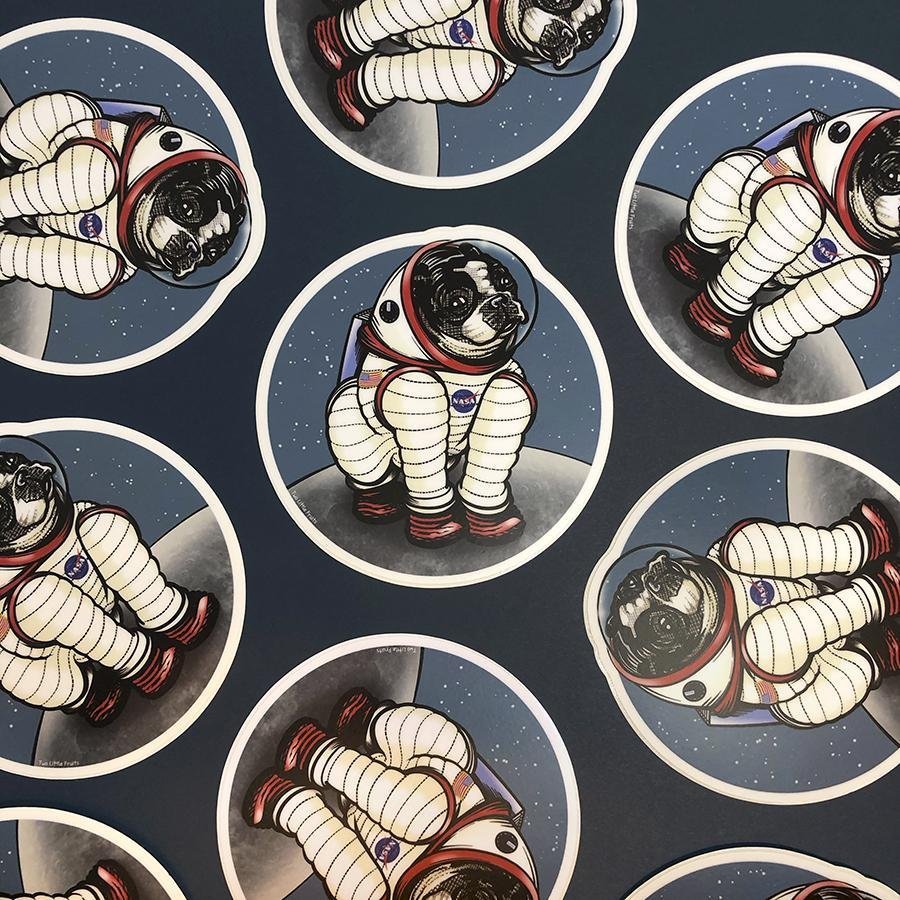Rover The Space Dog Sticker - Durable 4" Astronaut Dog Decal for Water Bottles, Laptops & More - Sticker - Two Little Fruits - Two Little Fruits