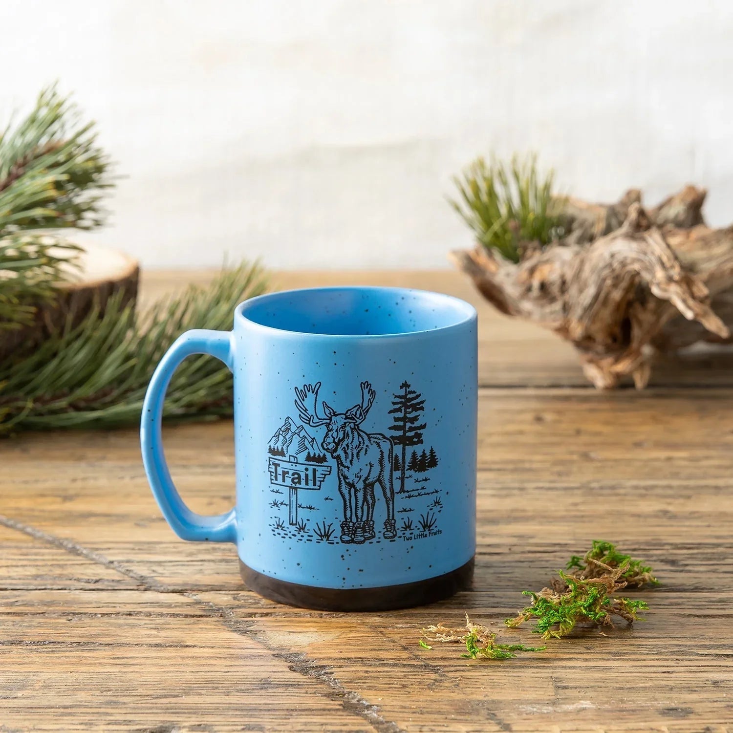Moose In Boots illustrated mug by Two Little Fruits