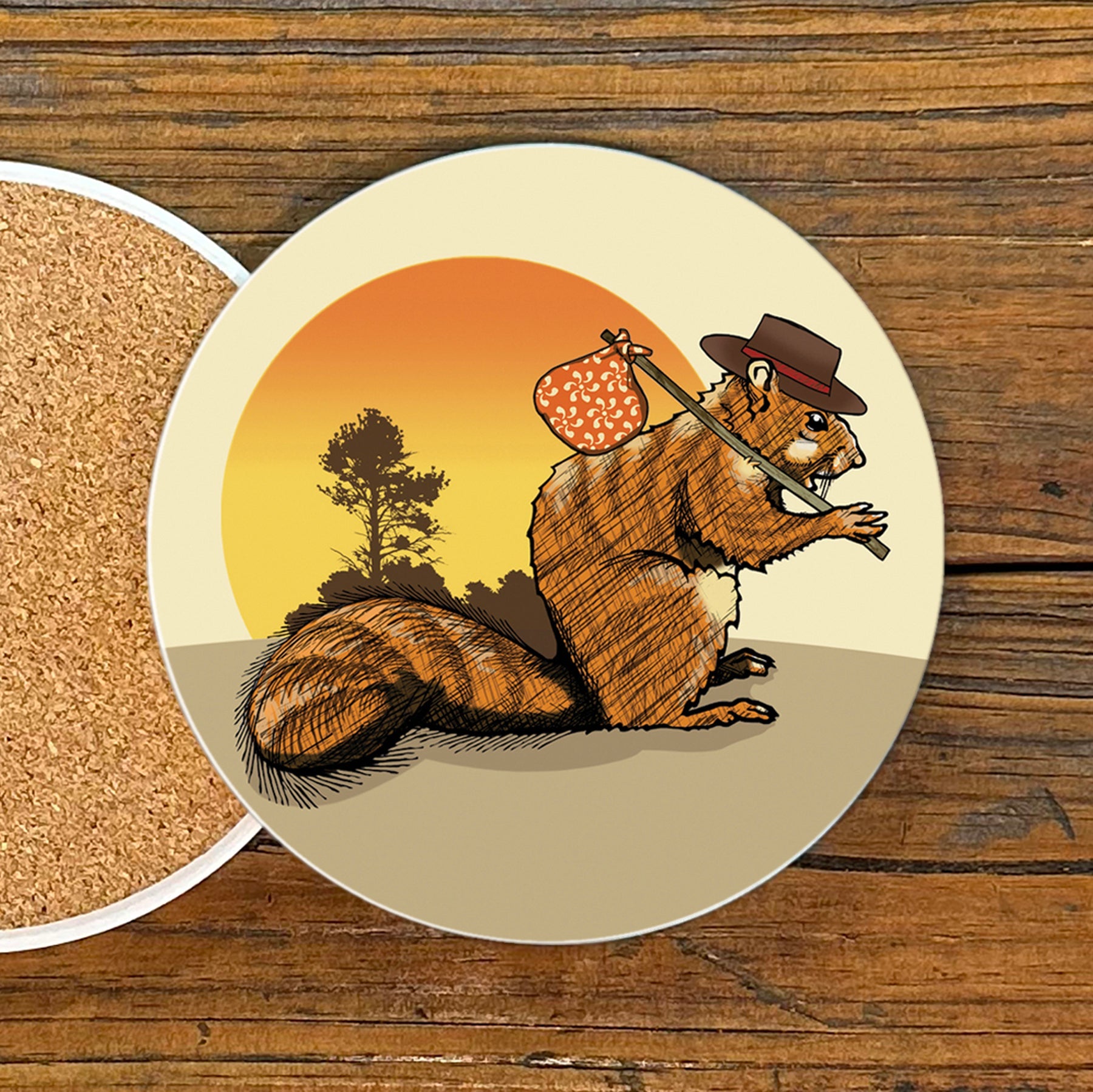 Squirrel Drink Coaster - Coasters - Two Little Fruits - Two Little Fruits