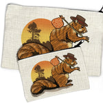 Squirrel Zipper Pouch - Cute Linen Case for Pencils, Cosmetics, and Travel Essentials in 2 Sizes - Zipper Pouches - Two Little Fruits - Two Little Fruits