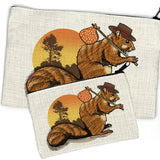 Squirrel Zipper Pouch - Cute Linen Case for Pencils, Cosmetics, and Travel Essentials in 2 Sizes - Zipper Pouches - Two Little Fruits - Two Little Fruits