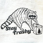 Stay Trashy Raccoon Cotton Tea Towel - Quirky Kitchen Decor, Eco - Friendly, Hand - Illustrated - Tea Towels - Two Little Fruits - Two Little Fruits
