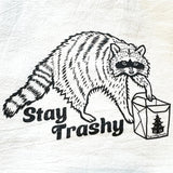 Stay Trashy Raccoon Cotton Tea Towel - Quirky Kitchen Decor, Eco - Friendly, Hand - Illustrated - Tea Towels - Two Little Fruits - Two Little Fruits