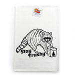 Stay Trashy Raccoon Cotton Tea Towel - Quirky Kitchen Decor, Eco - Friendly, Hand - Illustrated - Tea Towels - Two Little Fruits - Two Little Fruits
