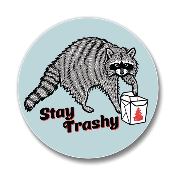 Stay Trashy Raccoon Decorative Coffee Table Coasters - 4" Ceramic with Cork Backing - Coasters - Two Little Fruits - Two Little Fruits