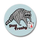 Stay Trashy Raccoon Decorative Coffee Table Coasters - 4" Ceramic with Cork Backing - Coasters - Two Little Fruits - Two Little Fruits