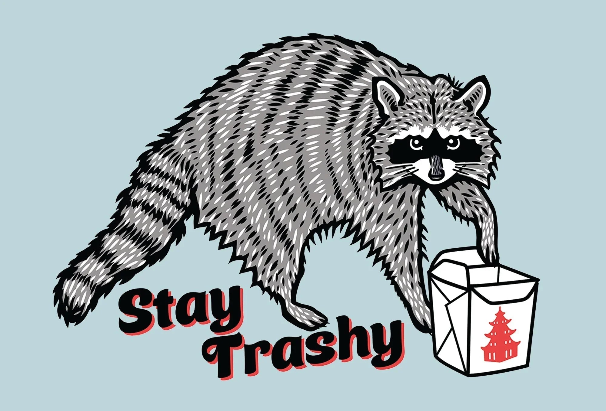 Stay Trashy Raccoon illustrated fridge magnet by Two Little Fruits