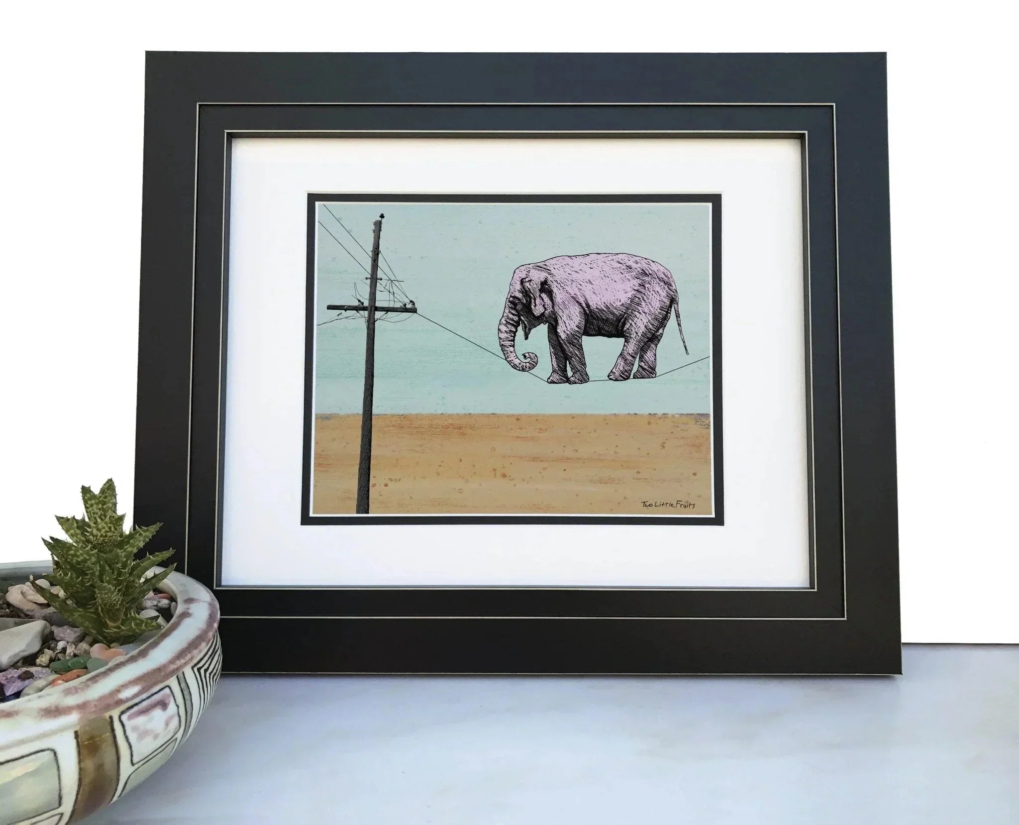 Stunning Elephant illustrated art print by Two Little Fruits