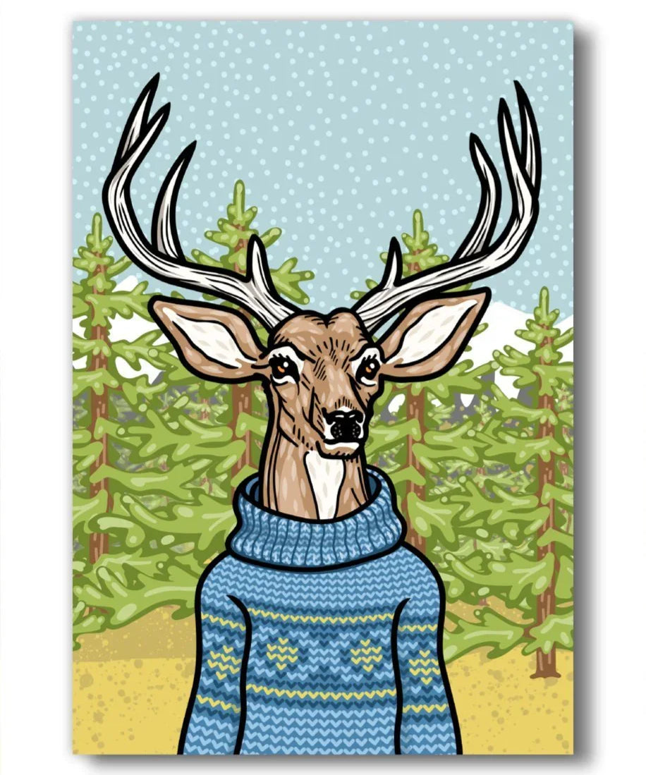 Sweater Buck Soft Touch Matte Unique illustrated fridge magnet by Two Little Fruits