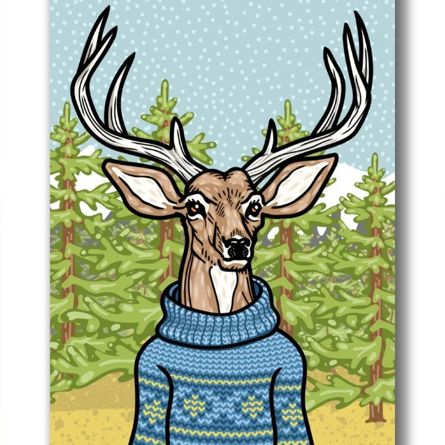Sweater Buck Soft Touch Matte Unique illustrated fridge magnet by Two Little Fruits